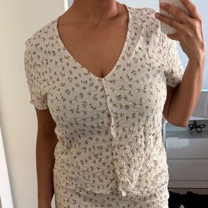 Cream Floral Top - Women